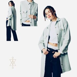 EUC Pilcro Corduroy Duster Shacket Pale Blue